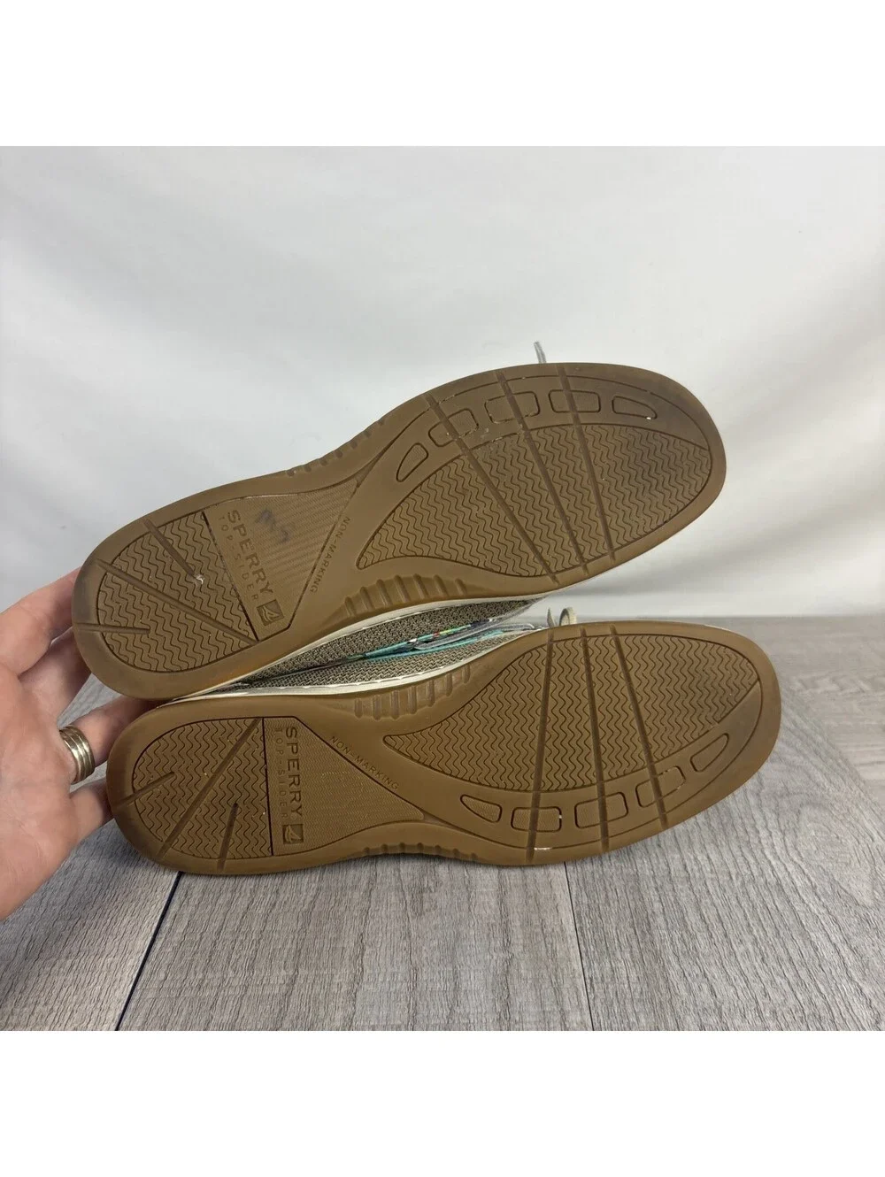 Sperry Top-Sider Angelfish Boat Shoes Floral Mesh Tan Slip On 8.5M